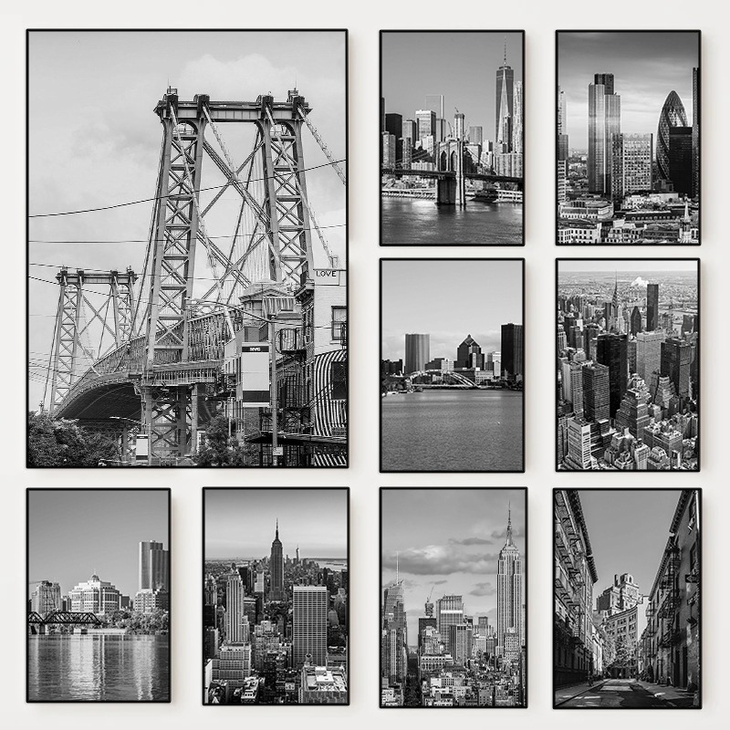 Photography Landscape - Poster Foto Kota New York Hitam