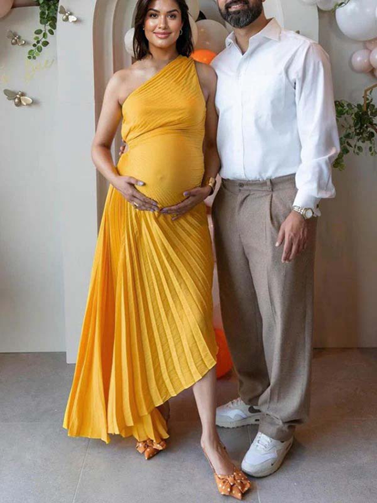 Gaun Pemotretan Kehamilan Off- - Photography Yellow ulasan dan harga